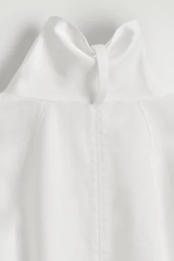 SHAWL-COLLAR COTTON BLOUSE