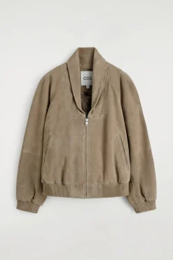 SHAWL-COLLAR SUEDE BOMBER JACKET