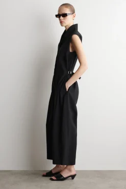 SHAWL-COLLAR UTILITY ROMPER