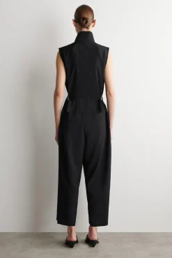 SHAWL-COLLAR UTILITY ROMPER