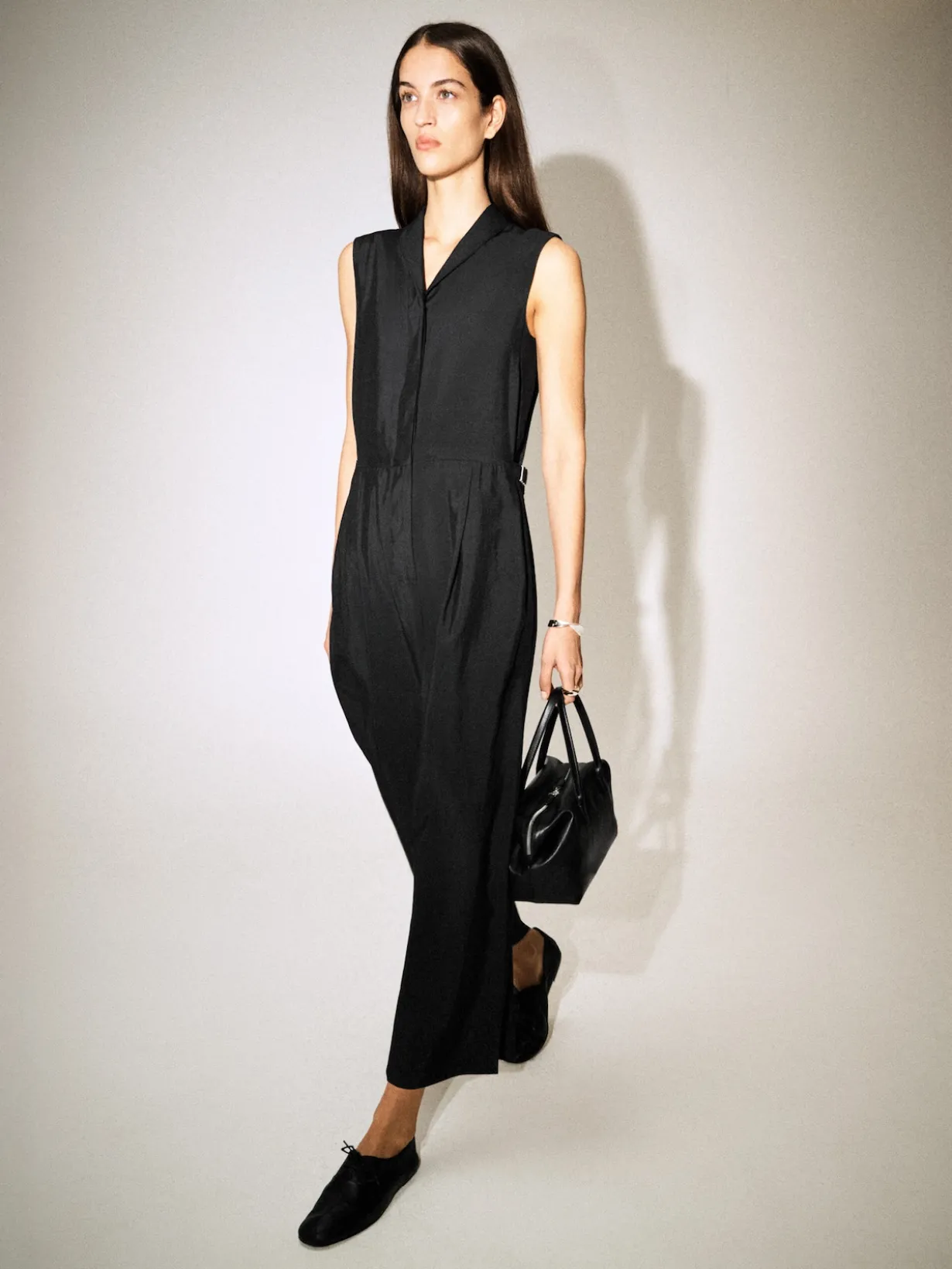 SHAWL-COLLAR UTILITY ROMPER
