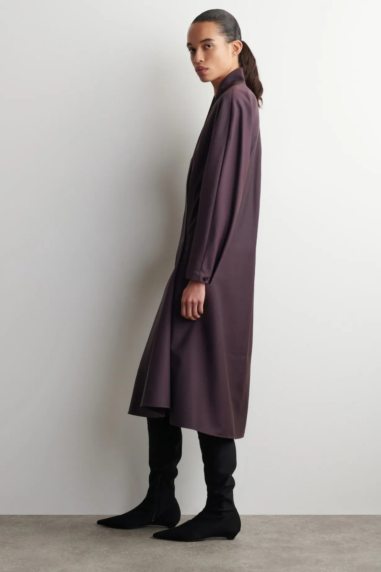 SHAWL-COLLAR WOOL WRAP DRESS