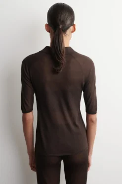 SHEER KNIT SILK POLO SHIRT