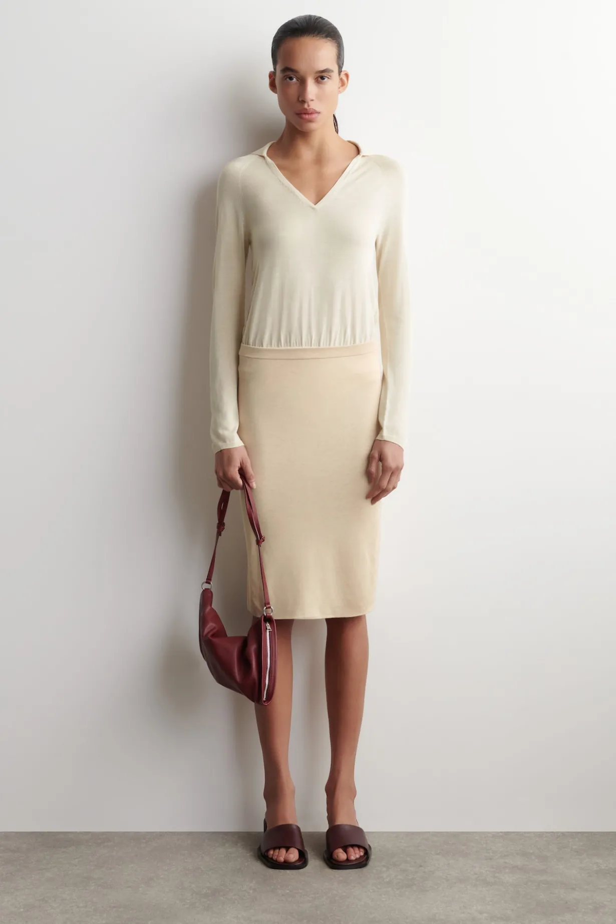 SHEER KNITTED SILK-CASHMERE SKIRT