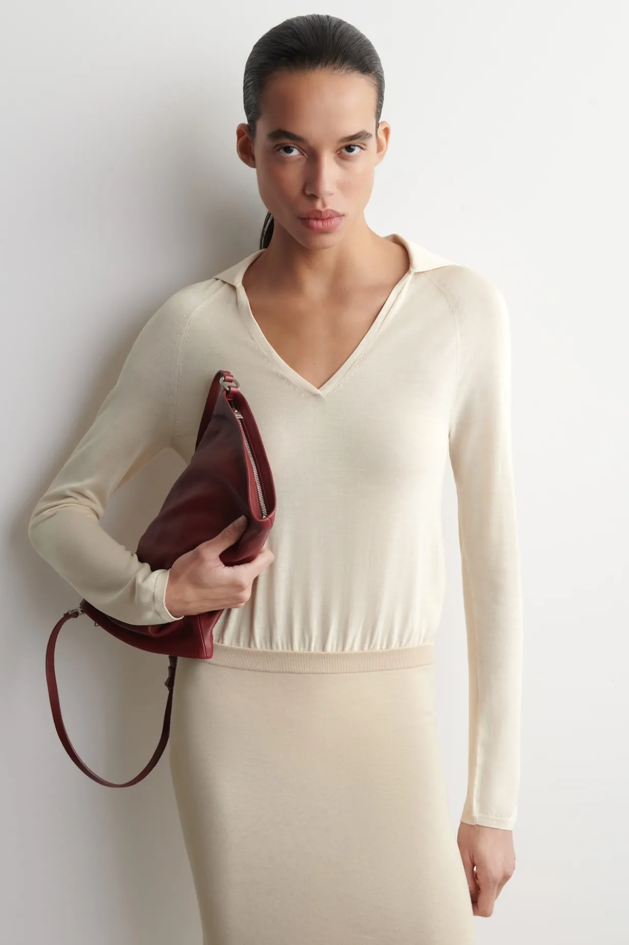 SHEER KNITTED SILK-CASHMERE BODYSUIT