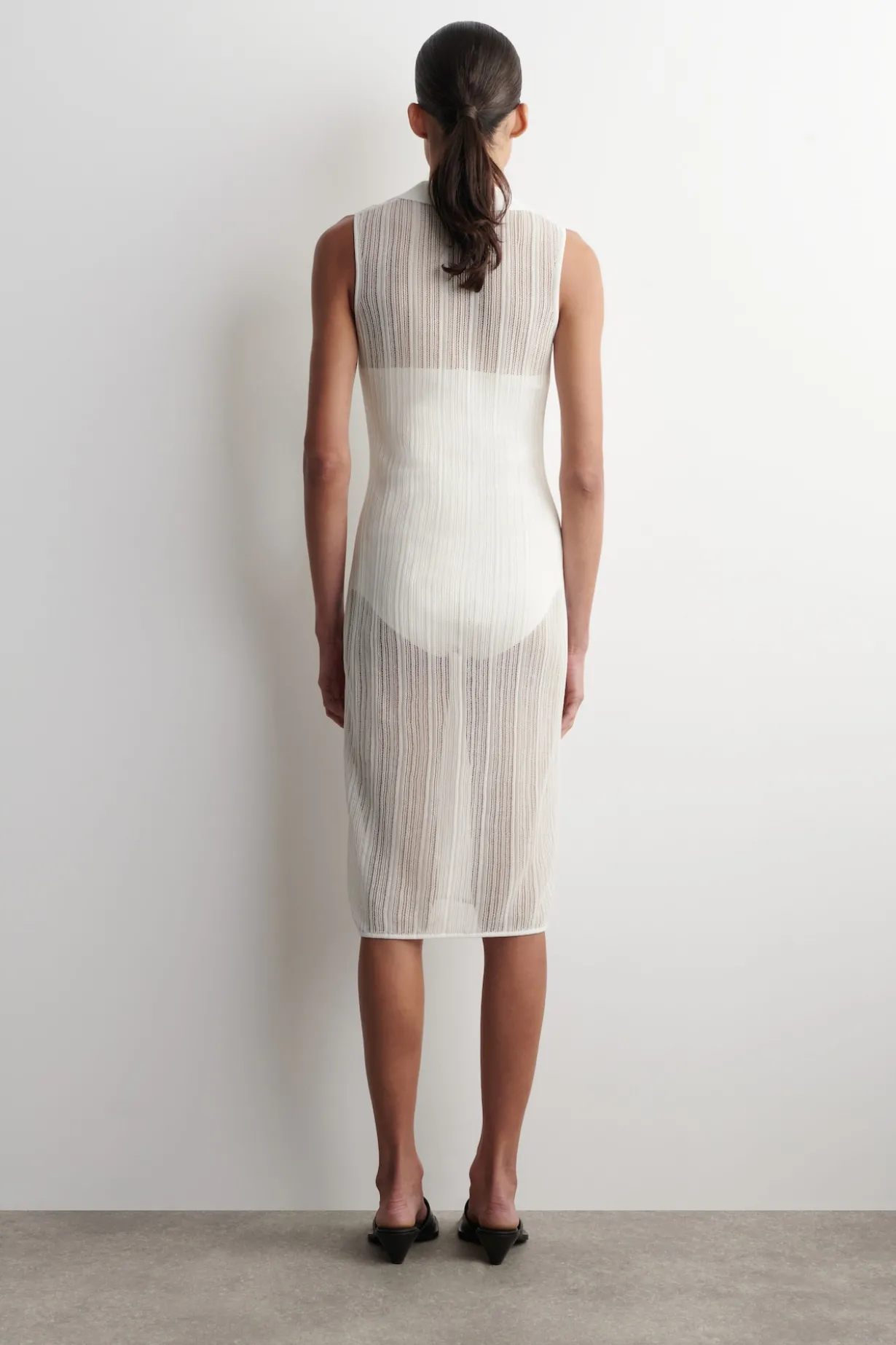 SHEER LACE-KNIT DRESS