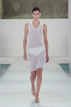 SHEER LACE-KNIT DRESS