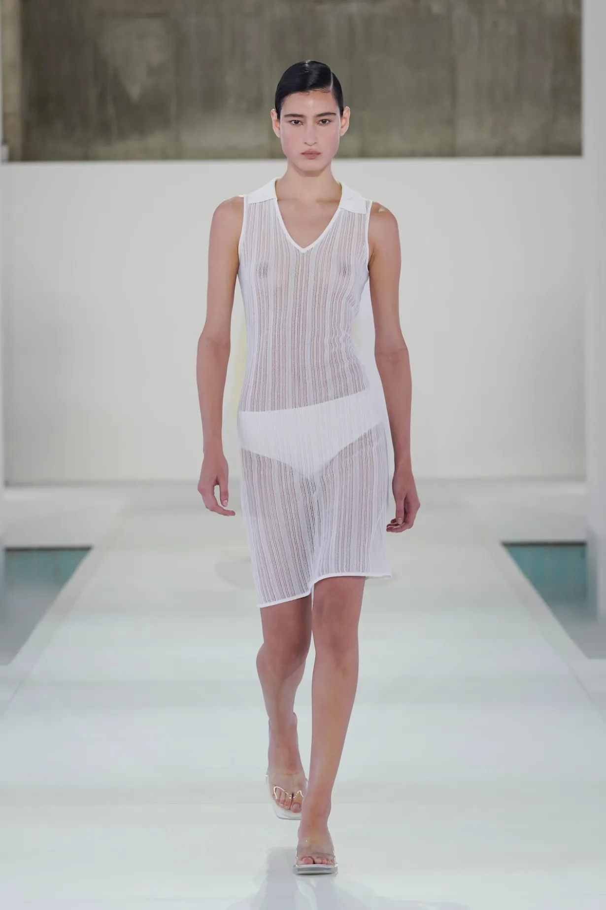 SHEER LACE-KNIT DRESS