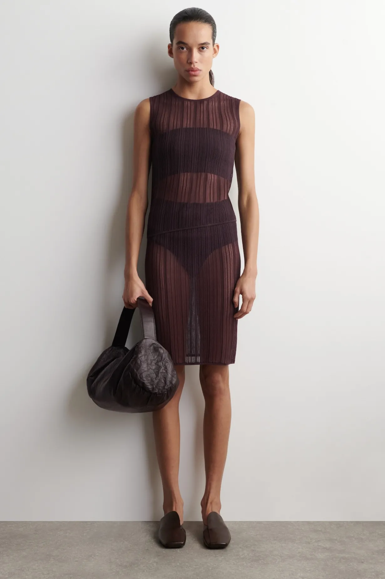 SHEER LACE-KNIT TANK TOP