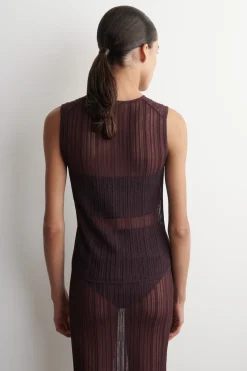 SHEER LACE-KNIT TANK TOP