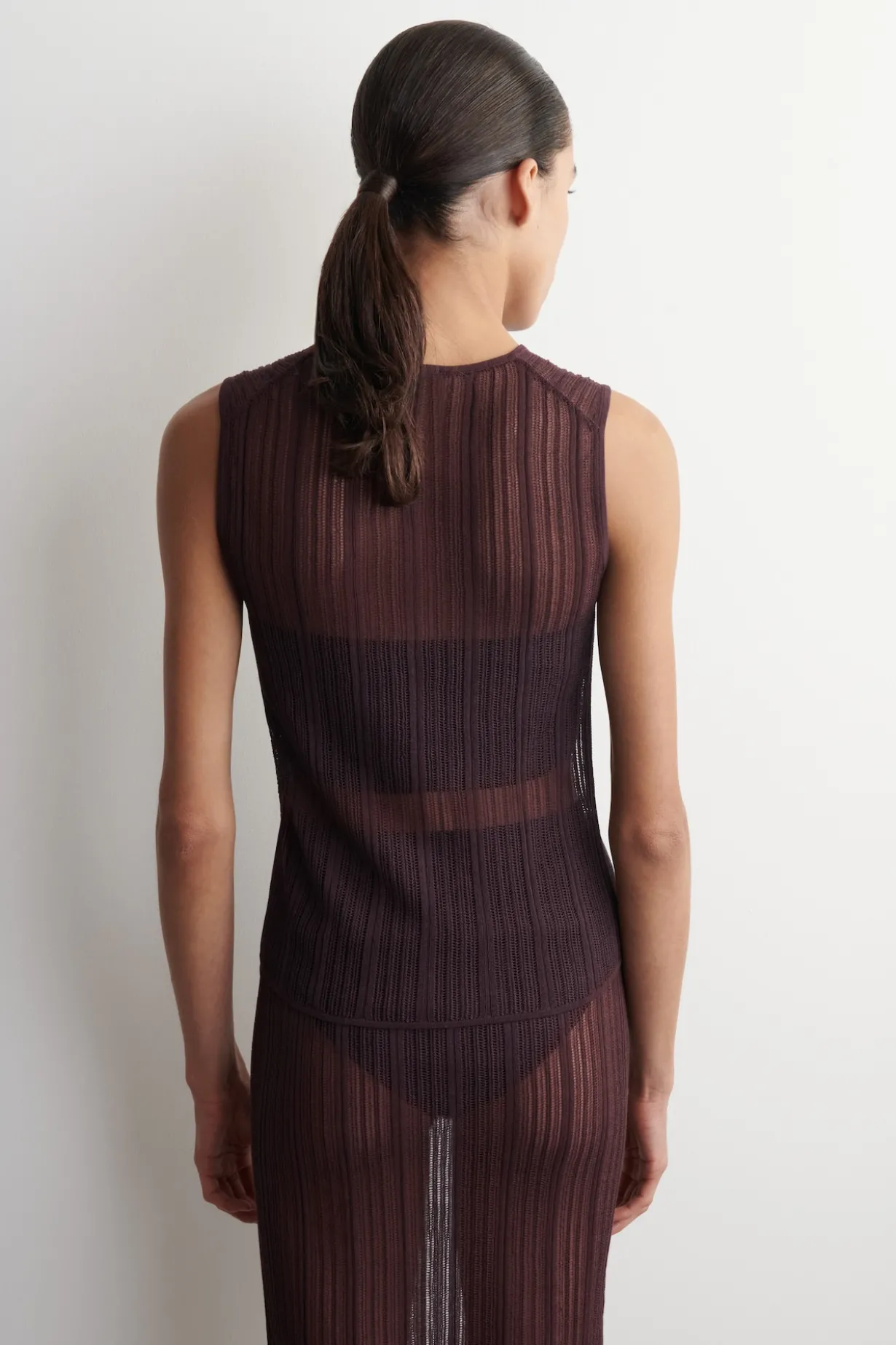 SHEER LACE-KNIT TANK TOP