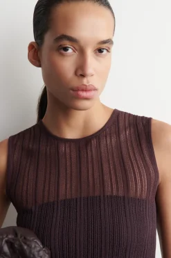 SHEER LACE-KNIT TANK TOP