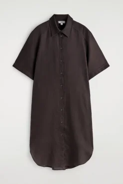 SHORT-SLEEVED LINEN SHIRT DRESS