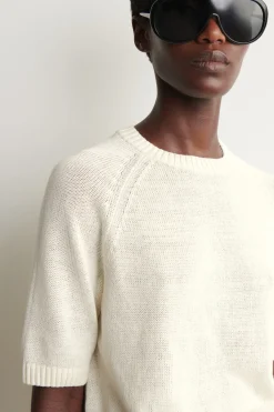 SHRUNKEN KNITTED LINEN T-SHIRT