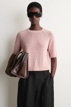 SHRUNKEN KNITTED LINEN T-SHIRT