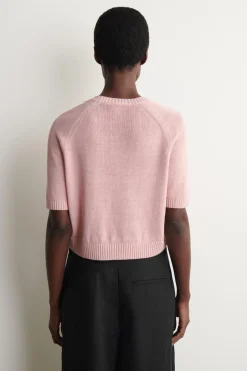 SHRUNKEN KNITTED LINEN T-SHIRT
