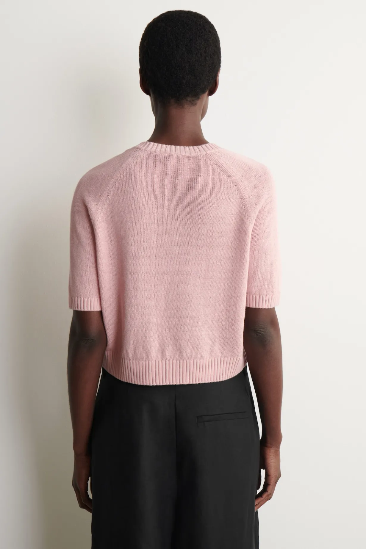SHRUNKEN KNITTED LINEN T-SHIRT
