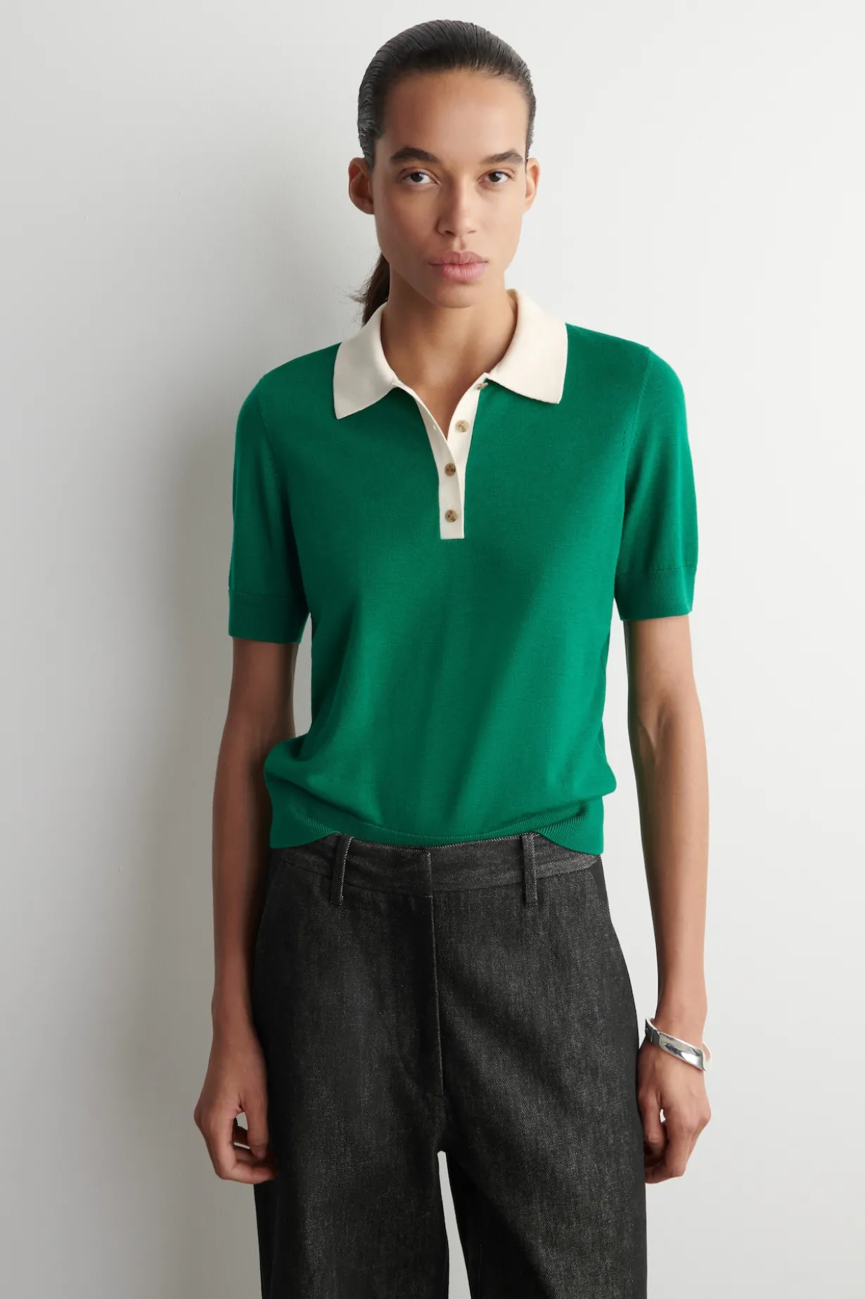 SHRUNKEN WOOL-BLEND POLO SHIRT
