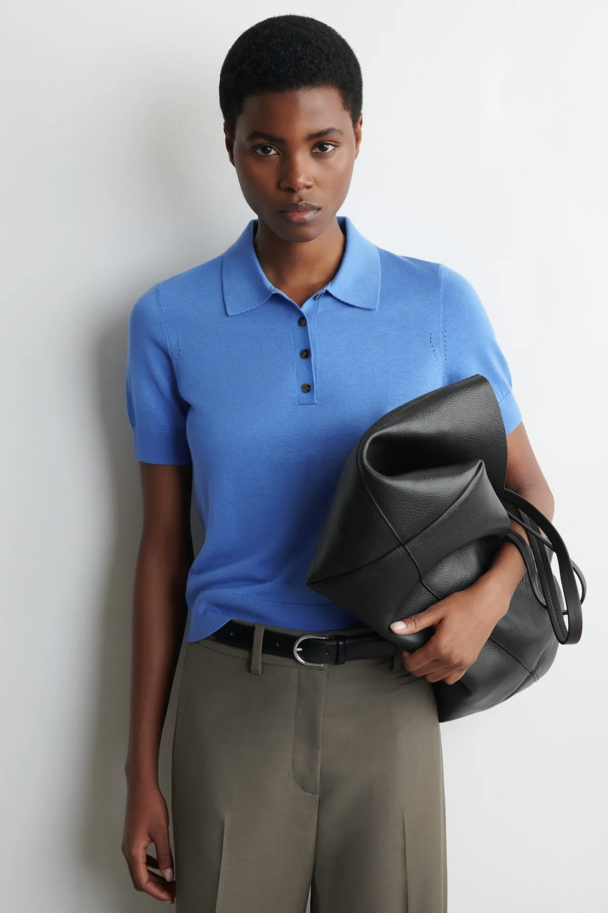 SHRUNKEN WOOL-BLEND POLO SHIRT