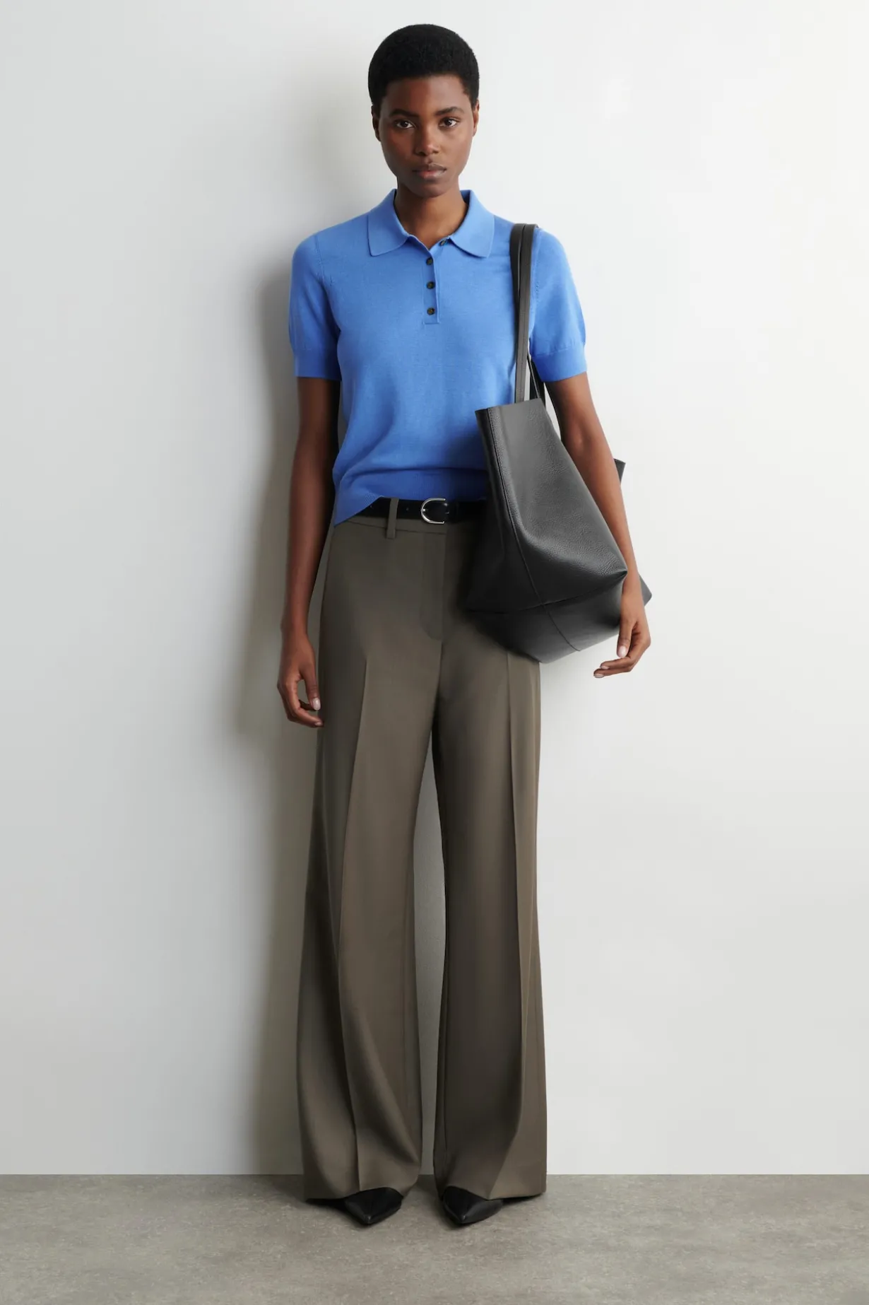 SHRUNKEN WOOL-BLEND POLO SHIRT