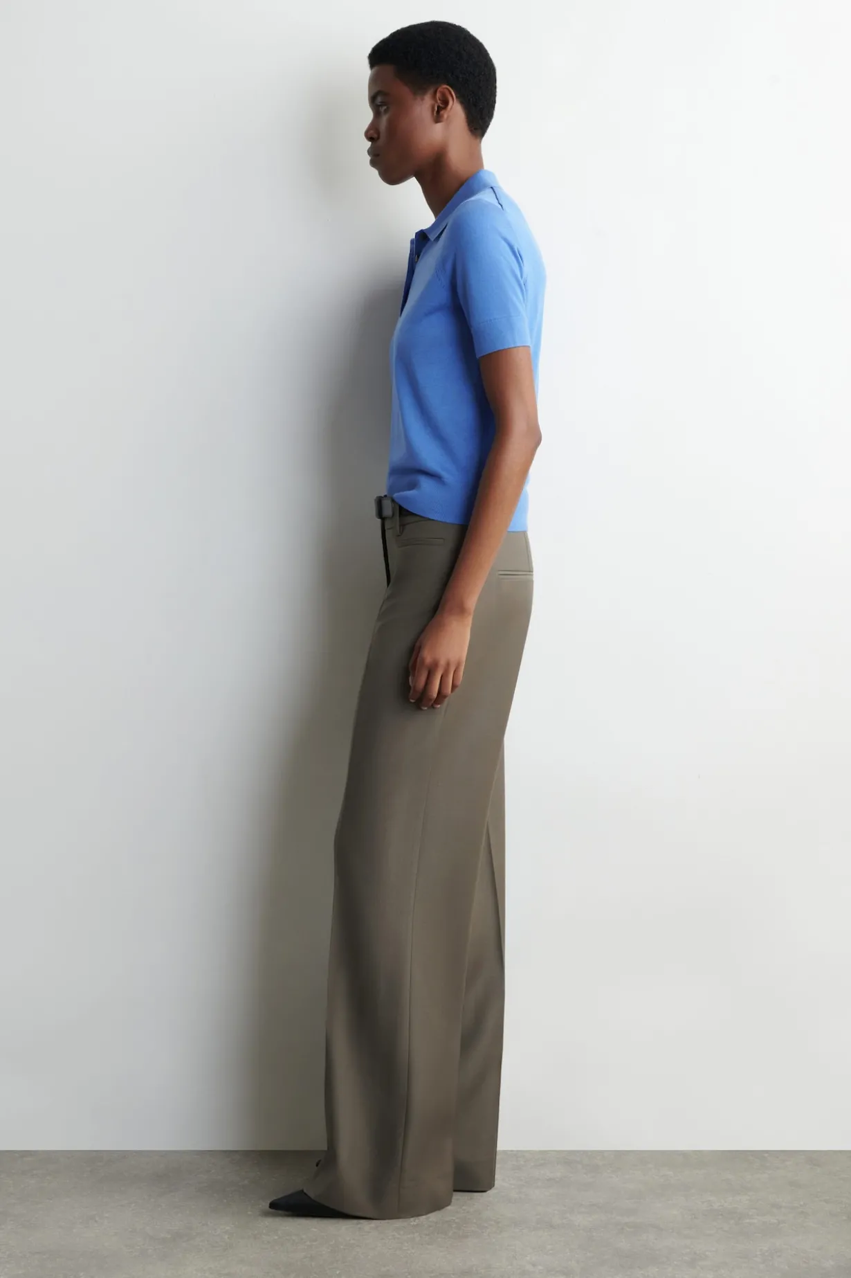 SHRUNKEN WOOL-BLEND POLO SHIRT