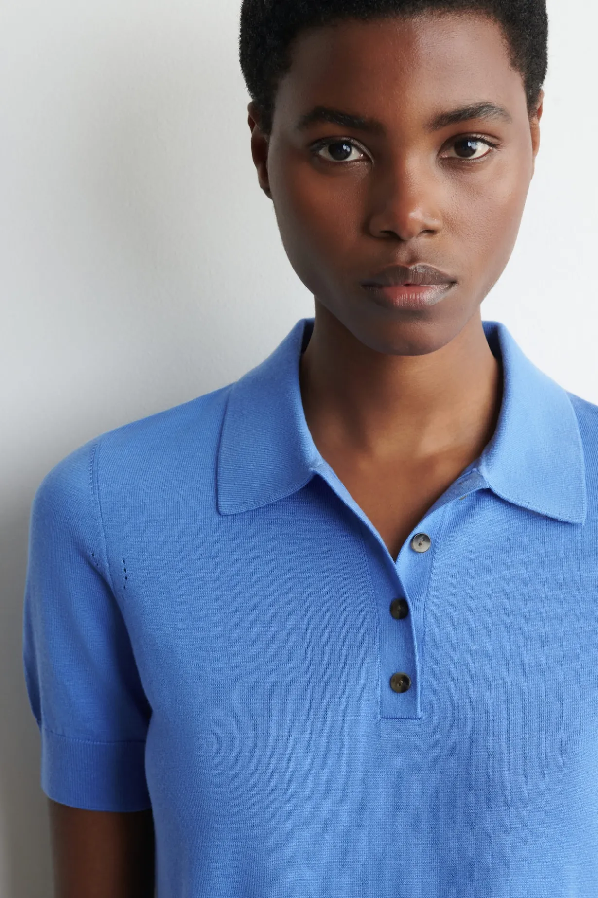 SHRUNKEN WOOL-BLEND POLO SHIRT
