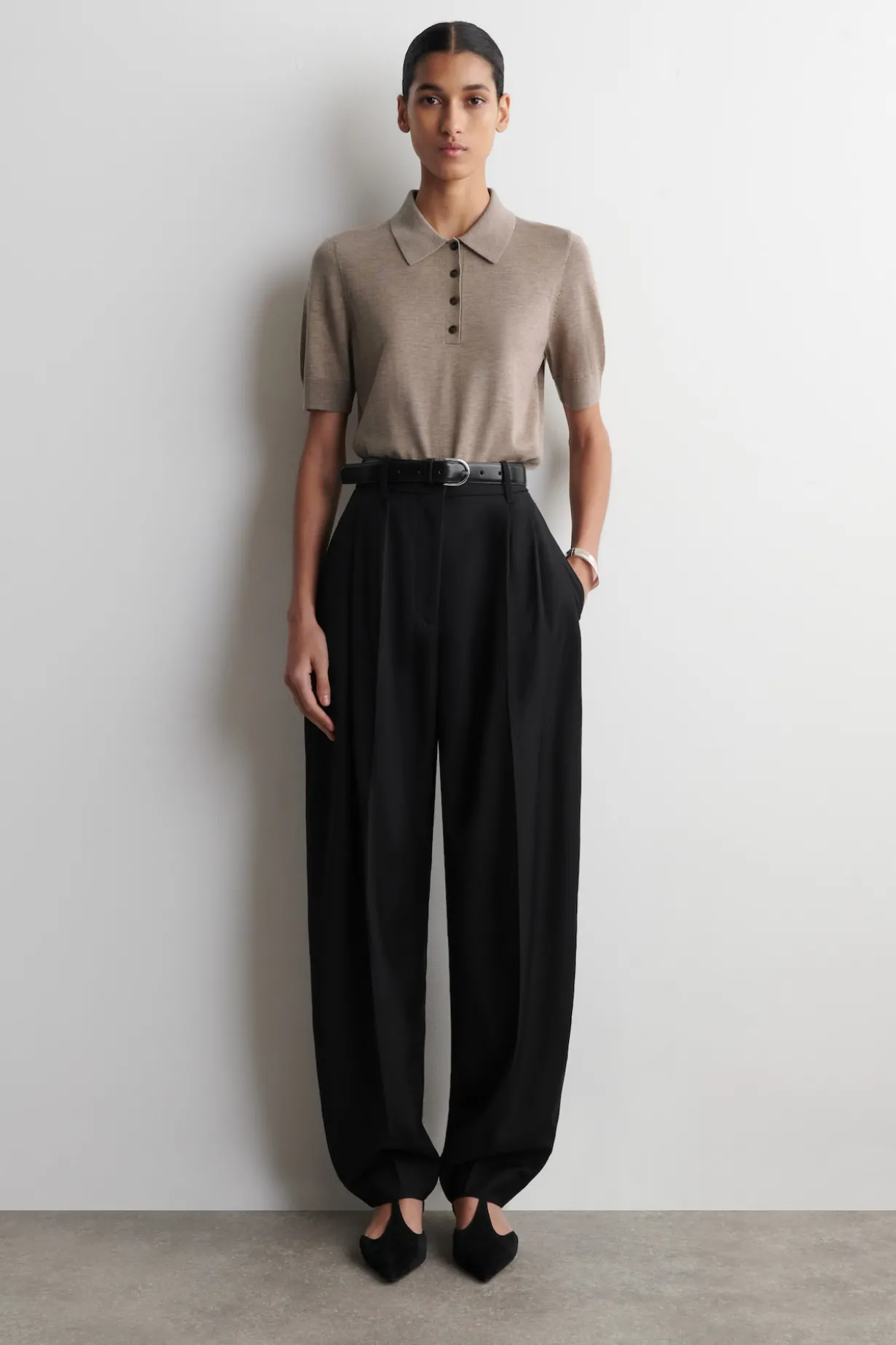 SHRUNKEN WOOL-BLEND POLO SHIRT