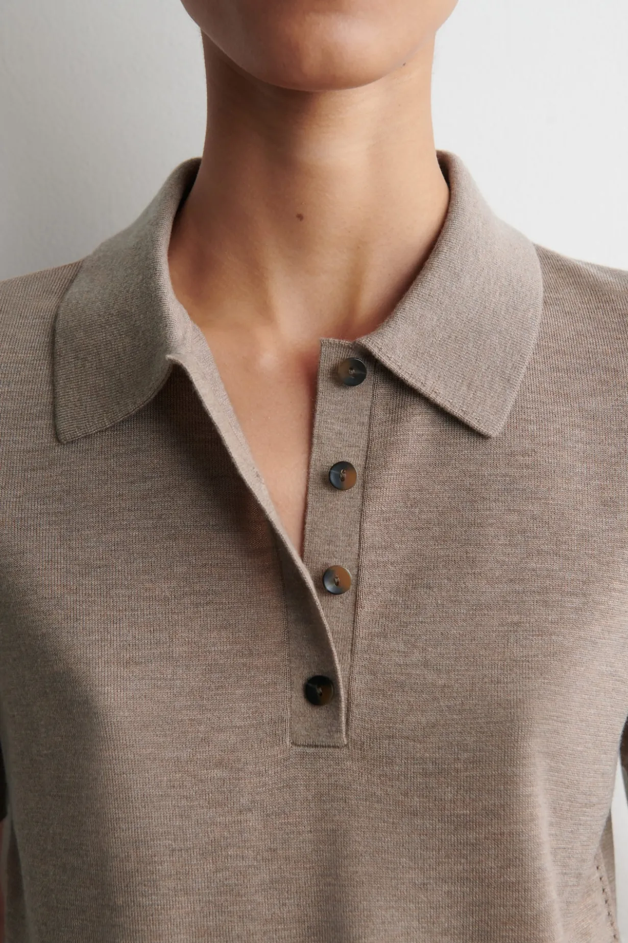 SHRUNKEN WOOL-BLEND POLO SHIRT