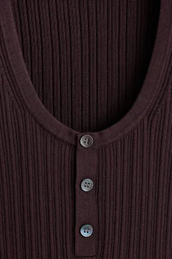 SILK-COTTON HENLEY TANK TOP