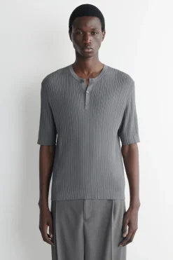SILK-COTTON HENLEY T-SHIRT