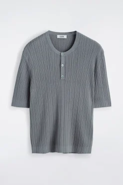 SILK-COTTON HENLEY T-SHIRT