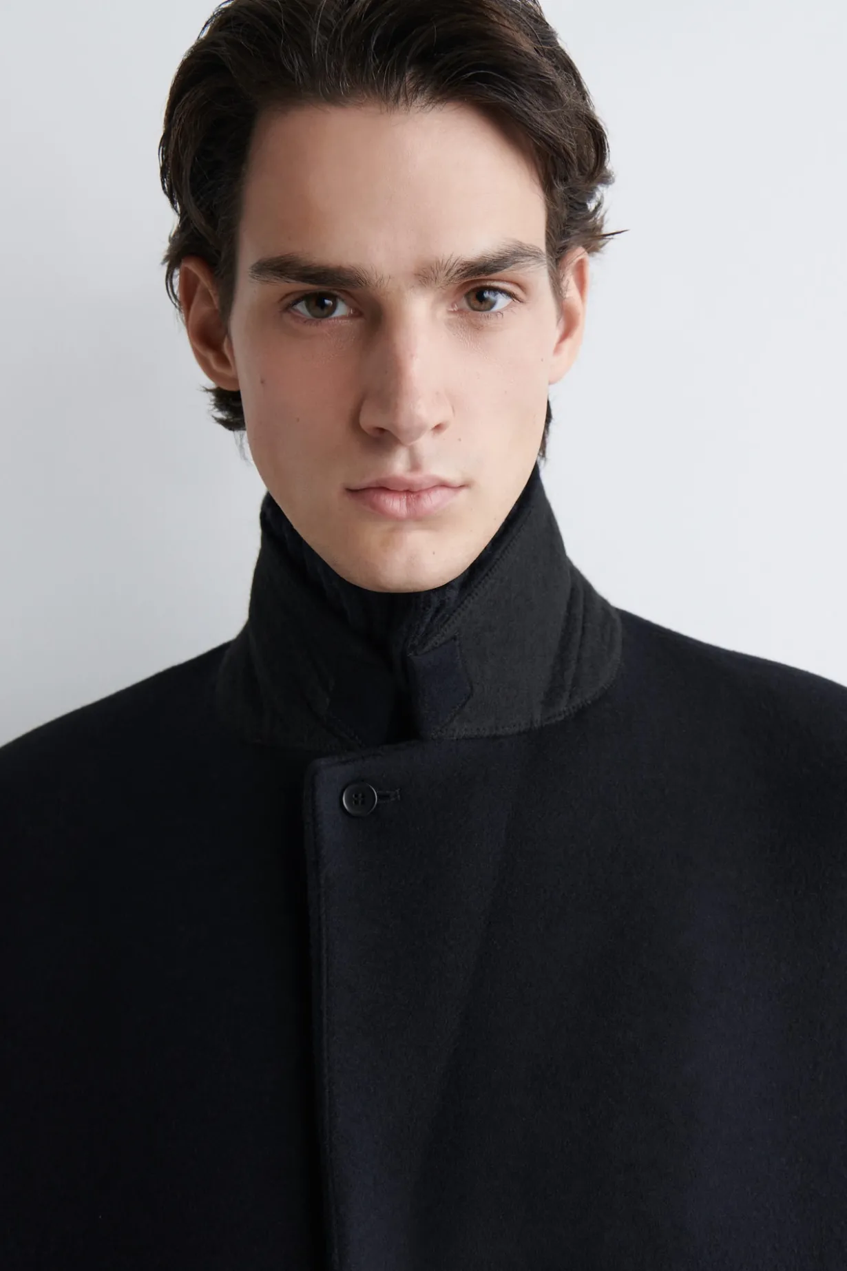 SINGLE-BREASTED WOOL LONG COAT