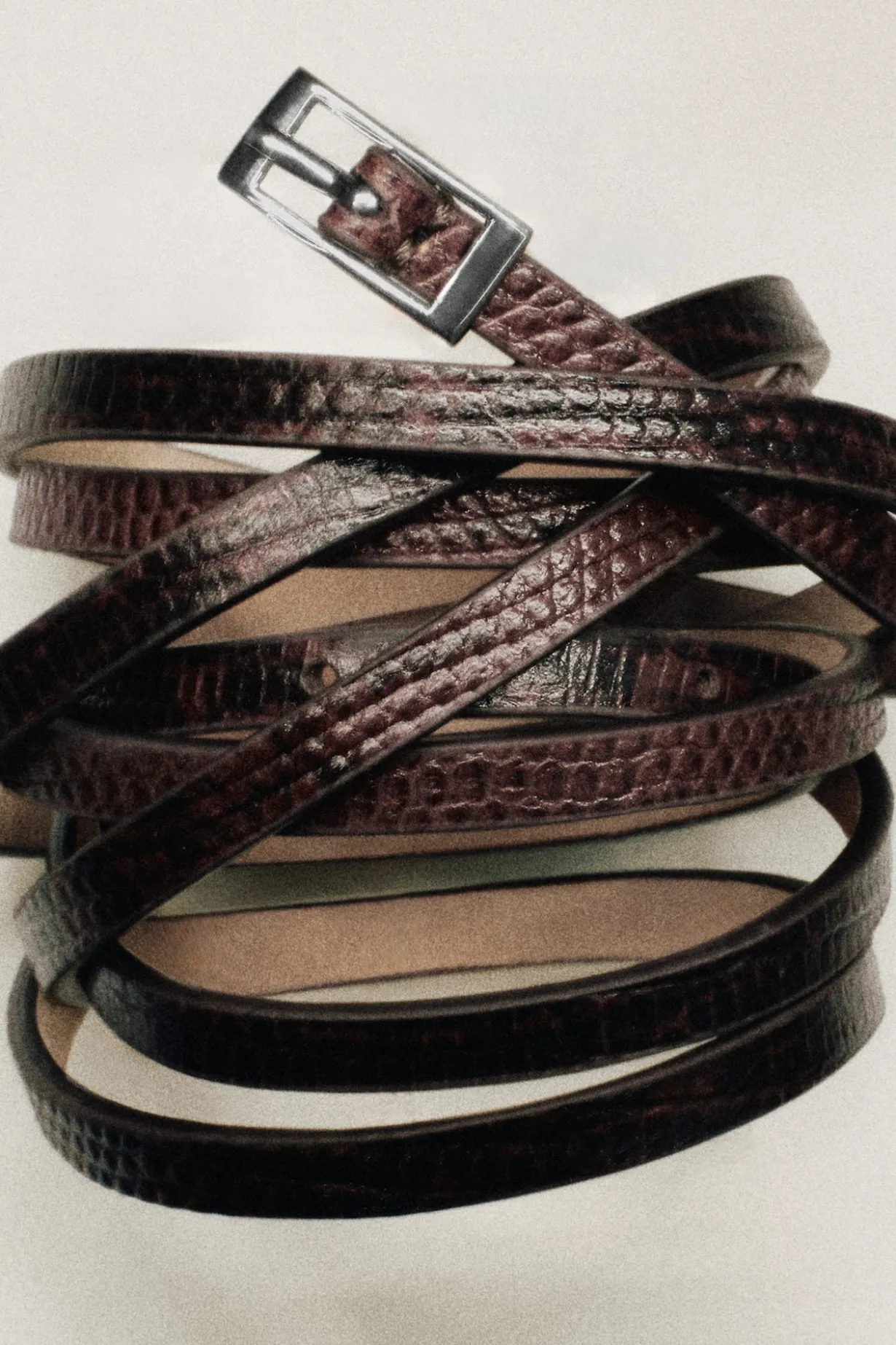 SKINNY DOUBLE-WRAP LEATHER BELT