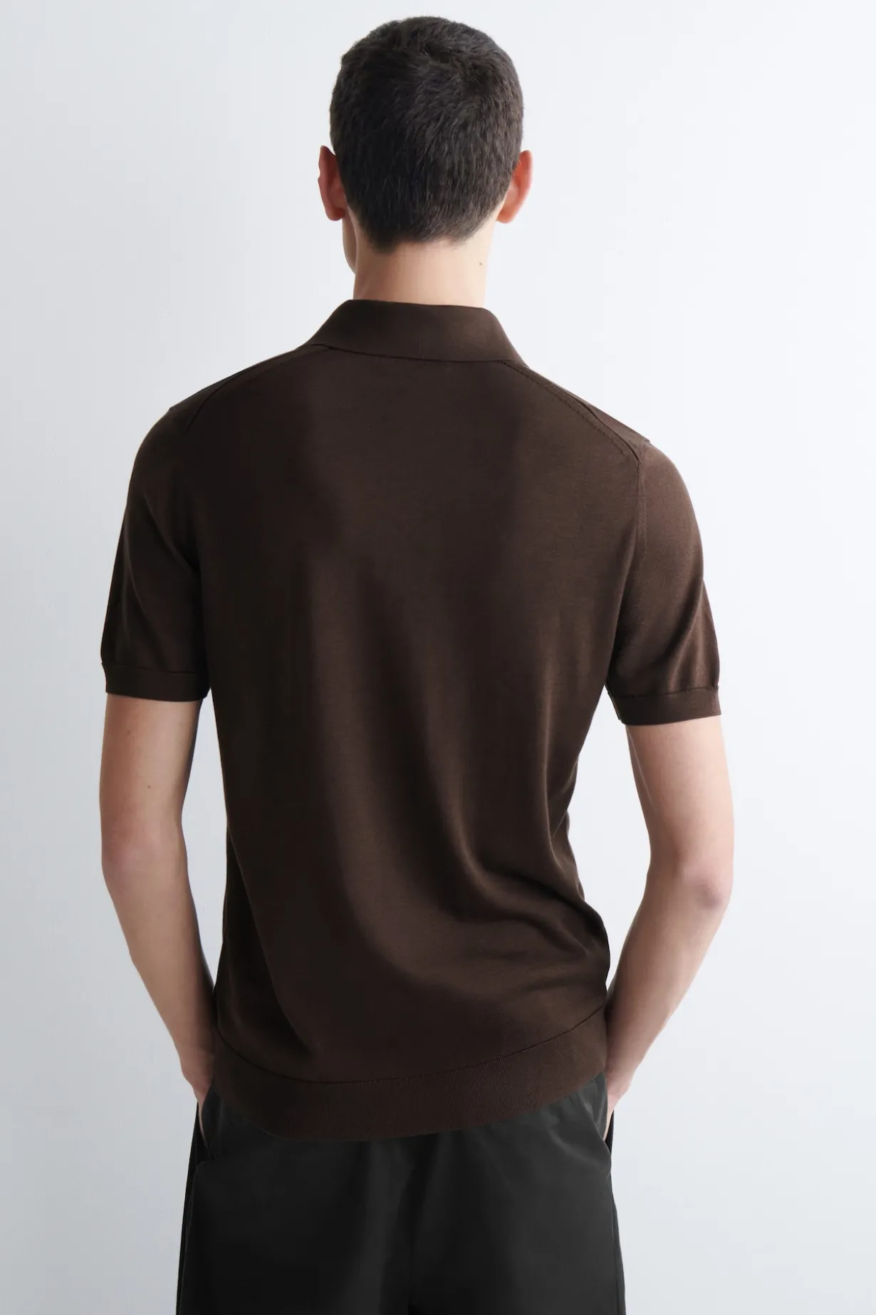 SLIM KNITTED SILK POLO SHIRT