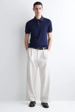 SLIM KNITTED SILK POLO SHIRT
