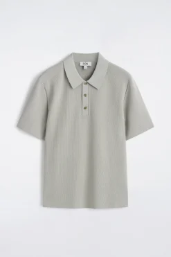 SLIM RIBBED BOUCLÉ-KNIT POLO SHIRT