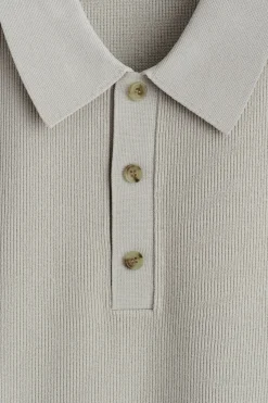 SLIM RIBBED BOUCLÉ-KNIT POLO SHIRT