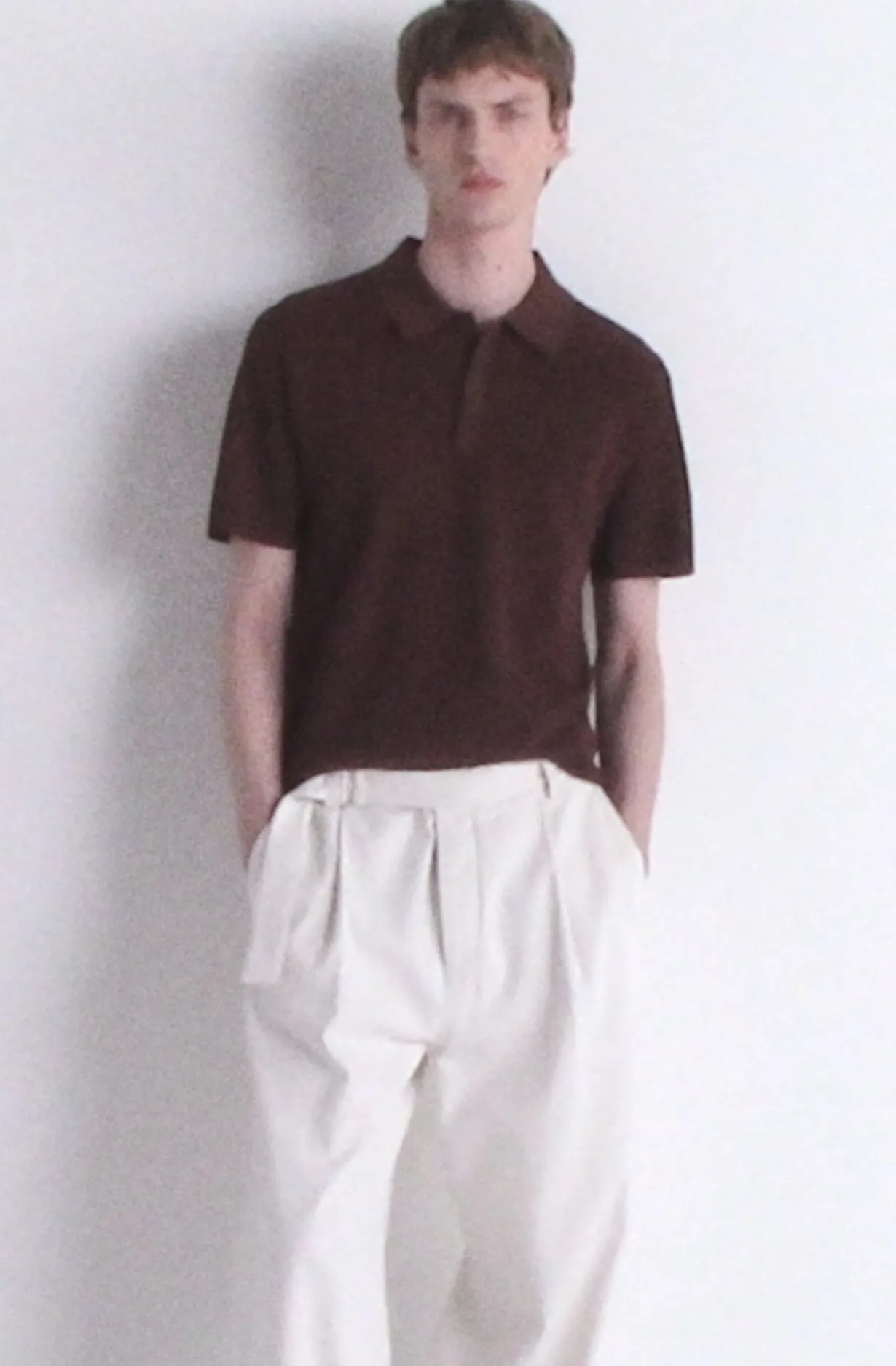 SLIM RIBBED BOUCLÉ-KNIT POLO SHIRT