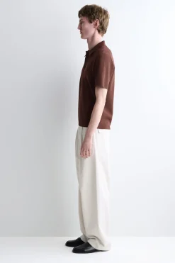 SLIM RIBBED BOUCLÉ-KNIT POLO SHIRT
