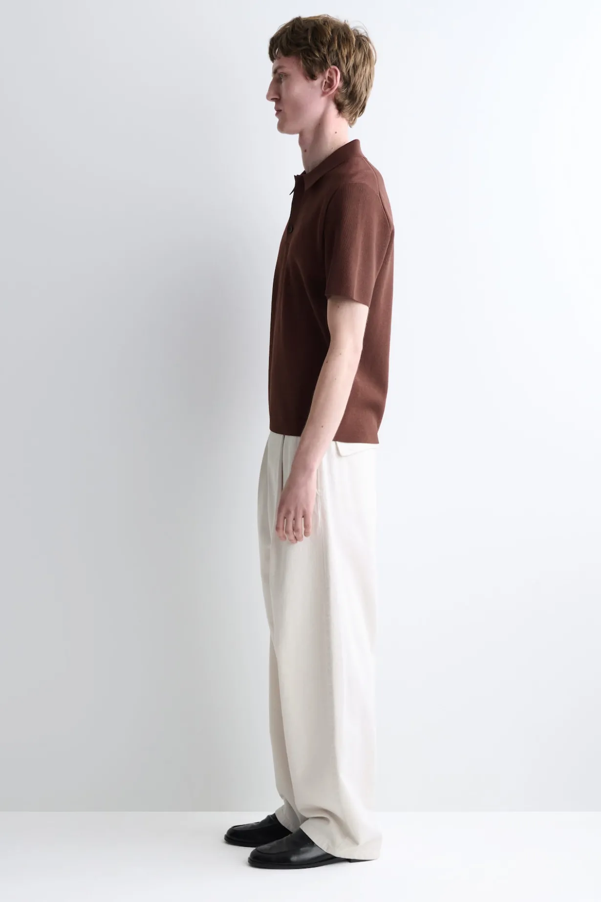 SLIM RIBBED BOUCLÉ-KNIT POLO SHIRT