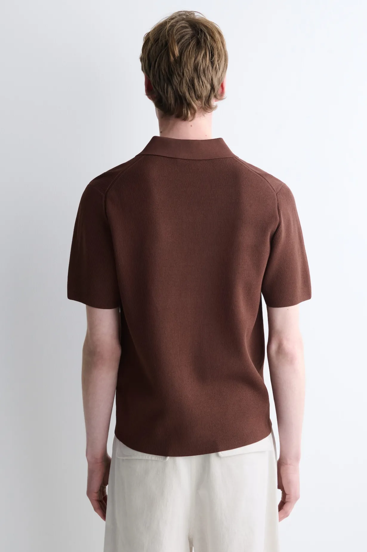 SLIM RIBBED BOUCLÉ-KNIT POLO SHIRT