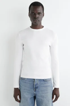 SLIM RIBBED COTTON LONG-SLEEVED T-SHIRT