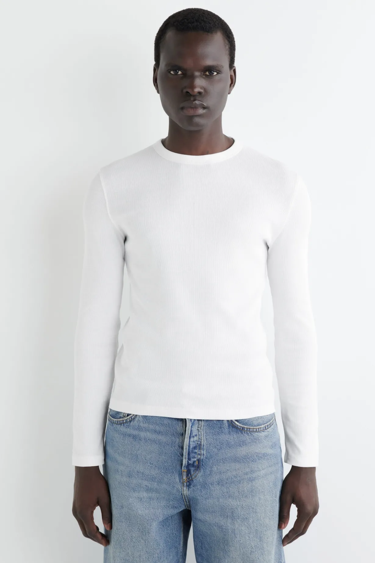 SLIM RIBBED COTTON LONG-SLEEVED T-SHIRT