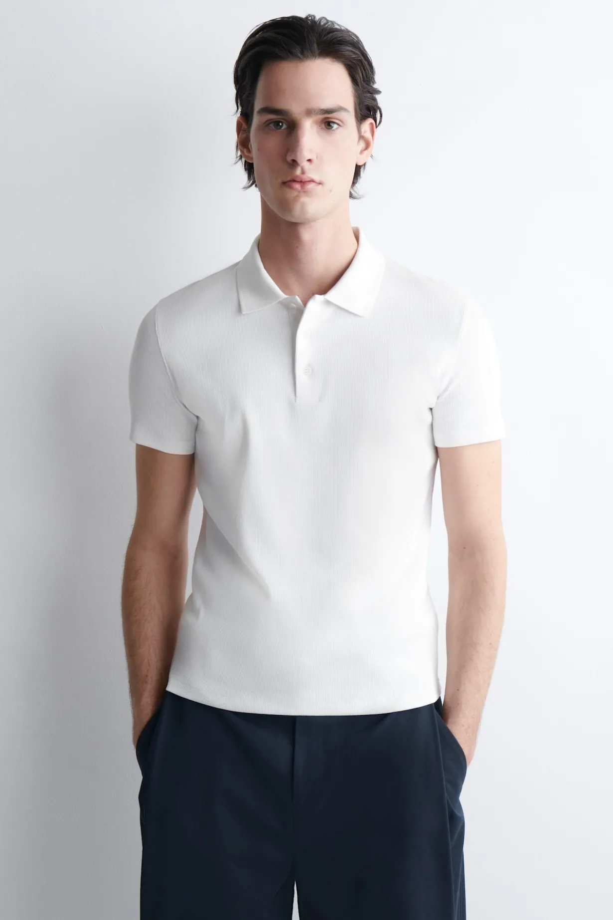 SLIM RIBBED COTTON POLO SHIRT
