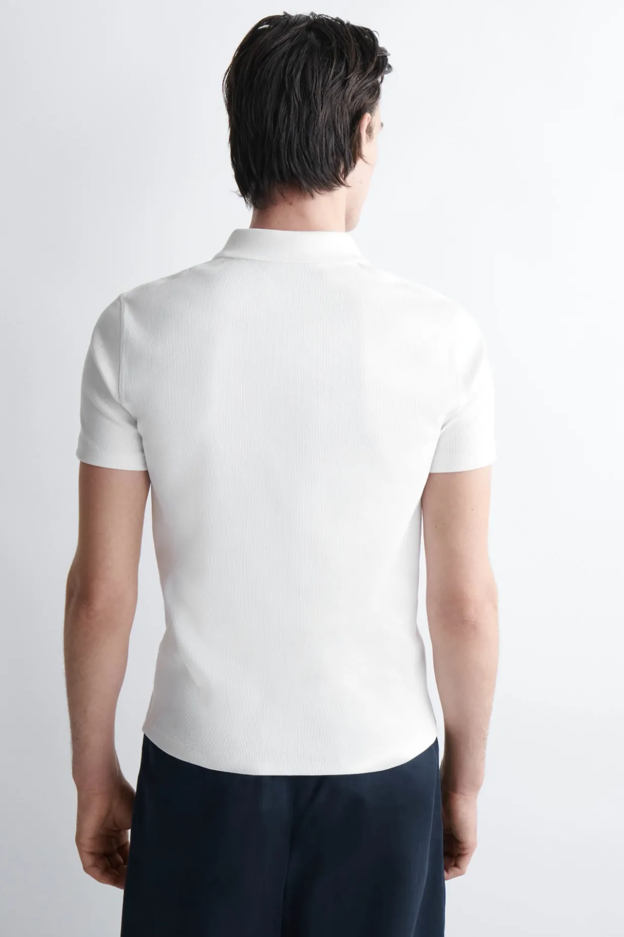 SLIM RIBBED COTTON POLO SHIRT
