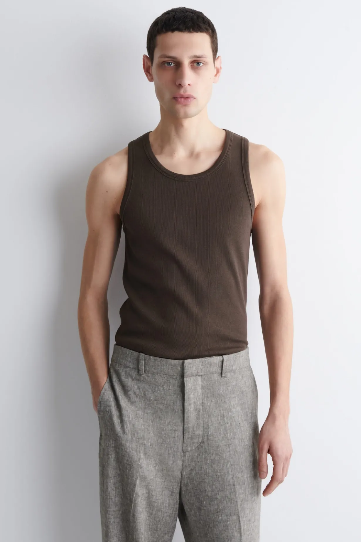 SLIM RIBBED COTTON TANK TOP