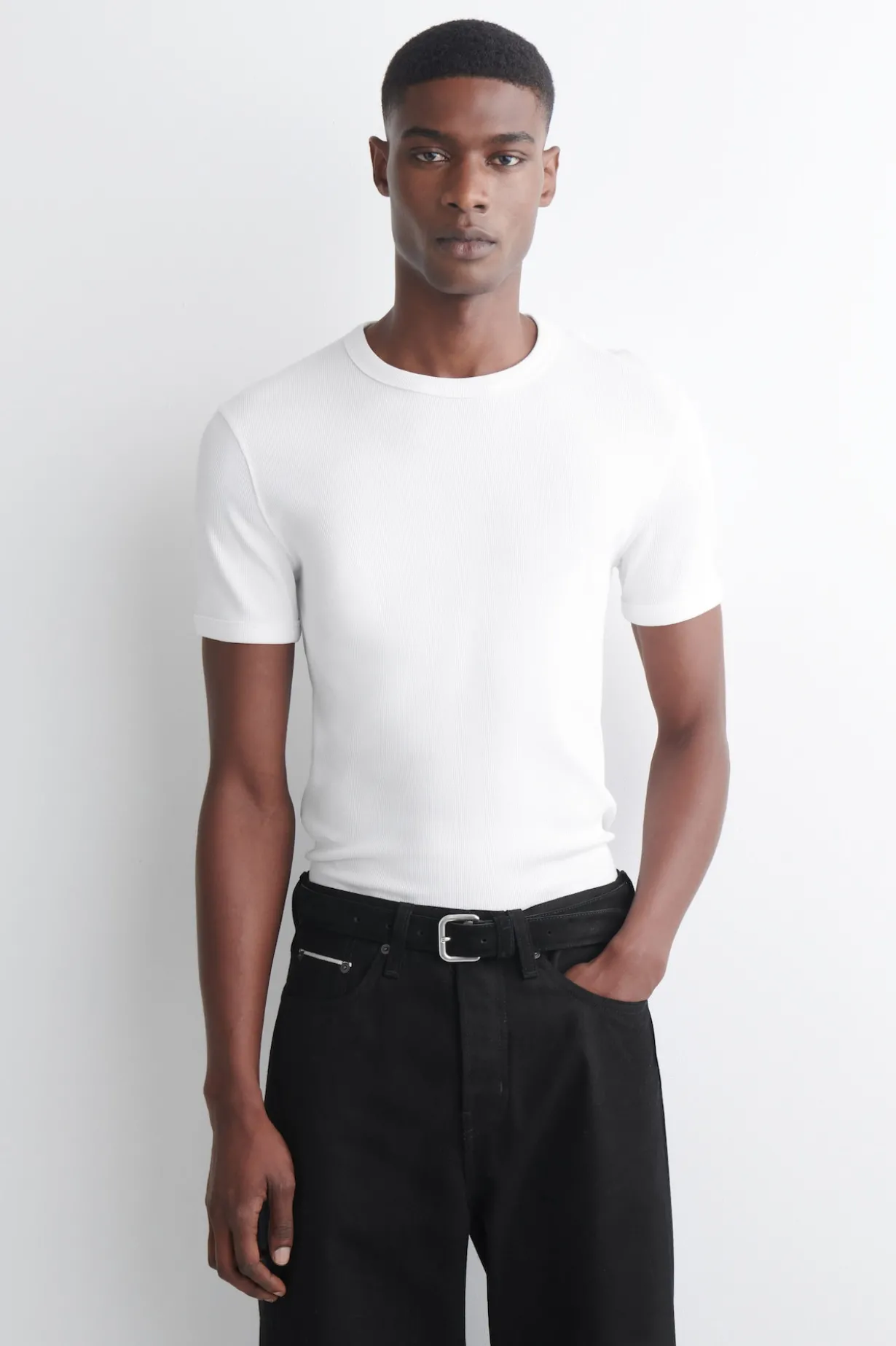 SLIM RIBBED COTTON T-SHIRT