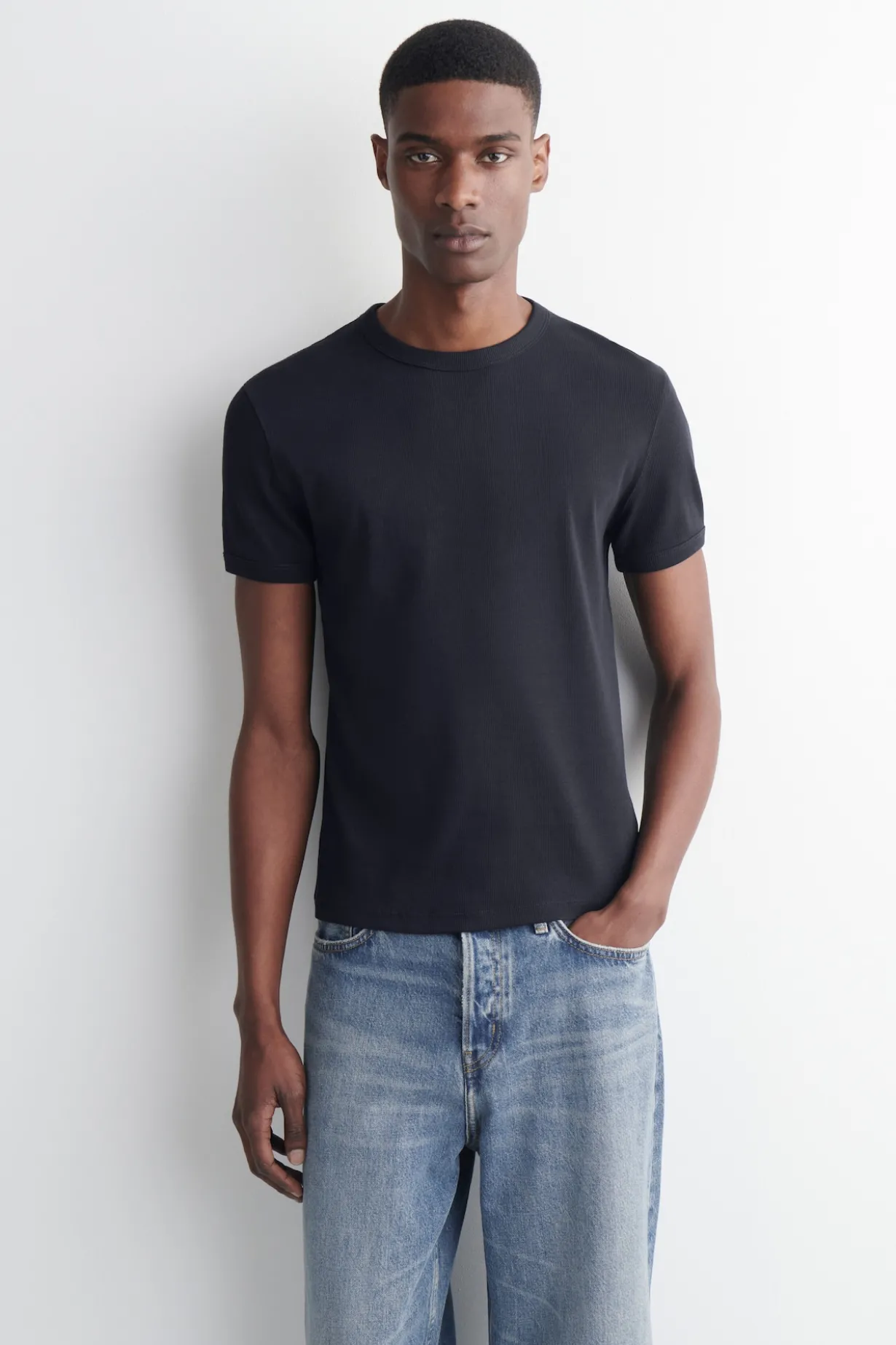 SLIM RIBBED COTTON T-SHIRT
