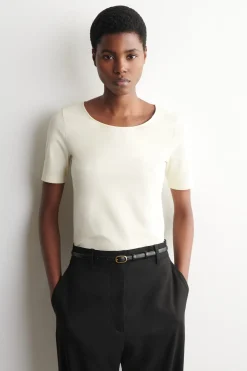 SLIM SCOOP-NECK COTTON T-SHIRT