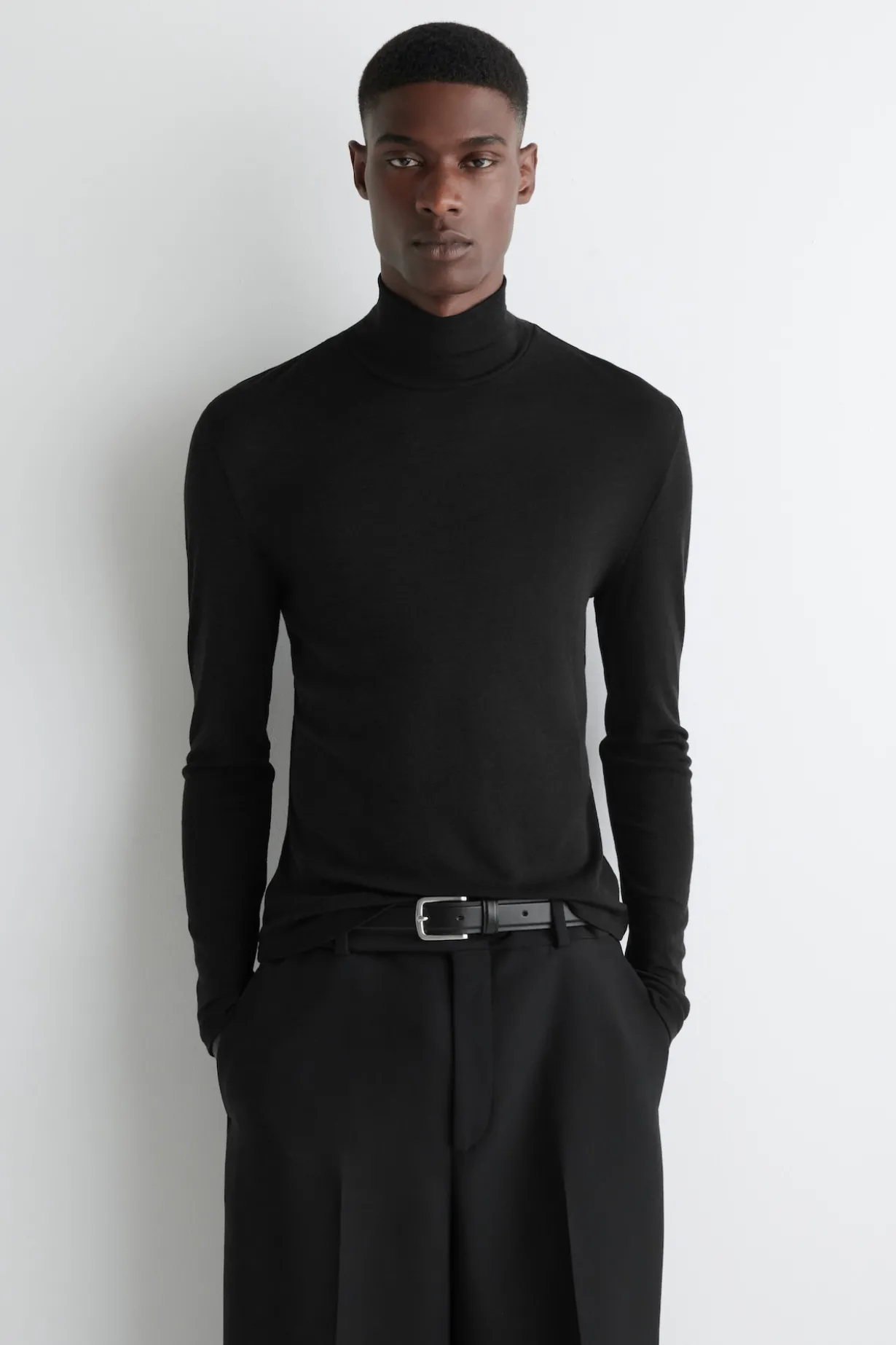SLIM WOOL-JERSEY ROLLNECK TOP